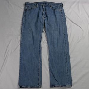 Levis 36 x 30 501 Original Button Fly Straight Light‎ Wash Denim Jeans